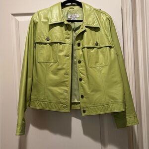 Nine West Chartreuse Leather Jacket